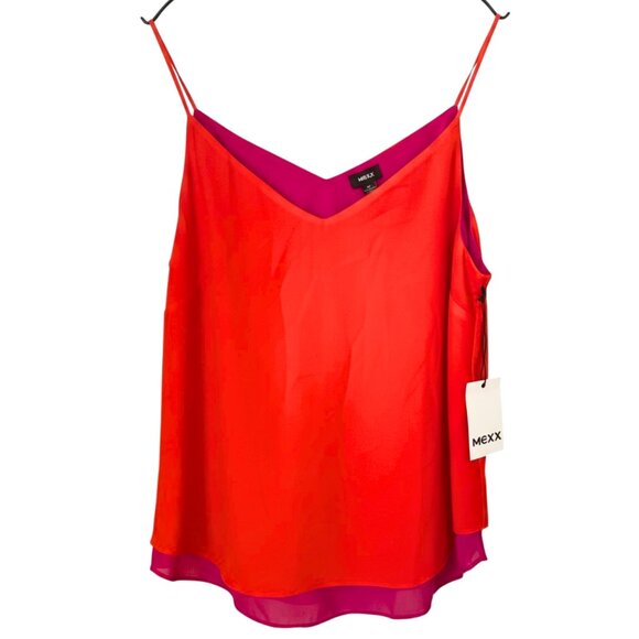Mexx Tops - NEW MEXX Double Layer Chiffon Camisole Top, Orange & Pink, Medium